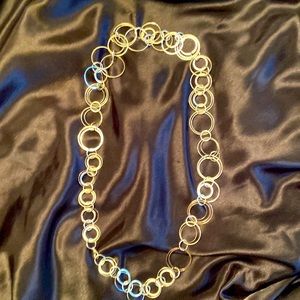 32” circle strand necklace , silver costume jewelry